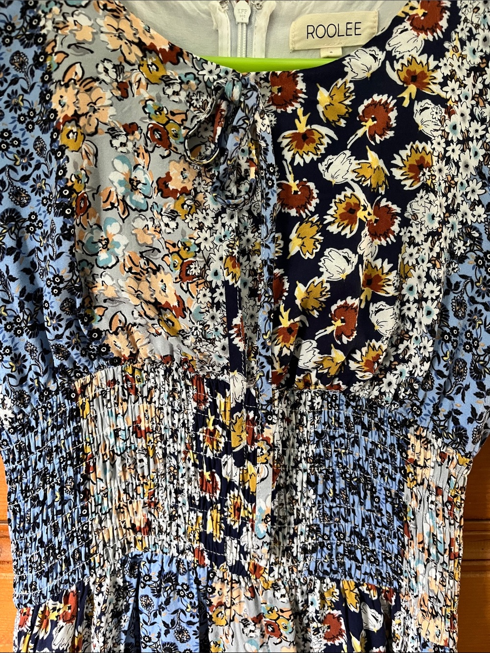 Roolee Blue Floral Patchwork Midi Dress - Picture 3 of 10
